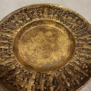 Handmade Turkish 5.5 In. Heavy Ornate Gold Decorative Plate